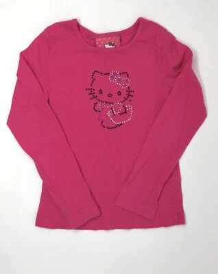 Camiseta Hello Kitty Rosa Estrás Niñas Manga Larga Talla 6 100% Algodón Foto 1 de 4