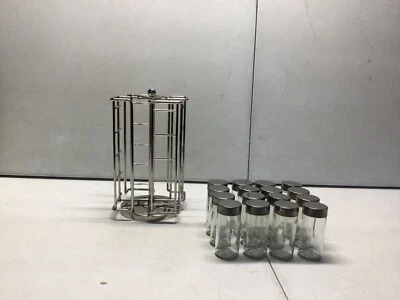 RSVP International Revolving Chrome Rack Set, (16 Spice Jars) w/Labels Included - Image 1 of 4