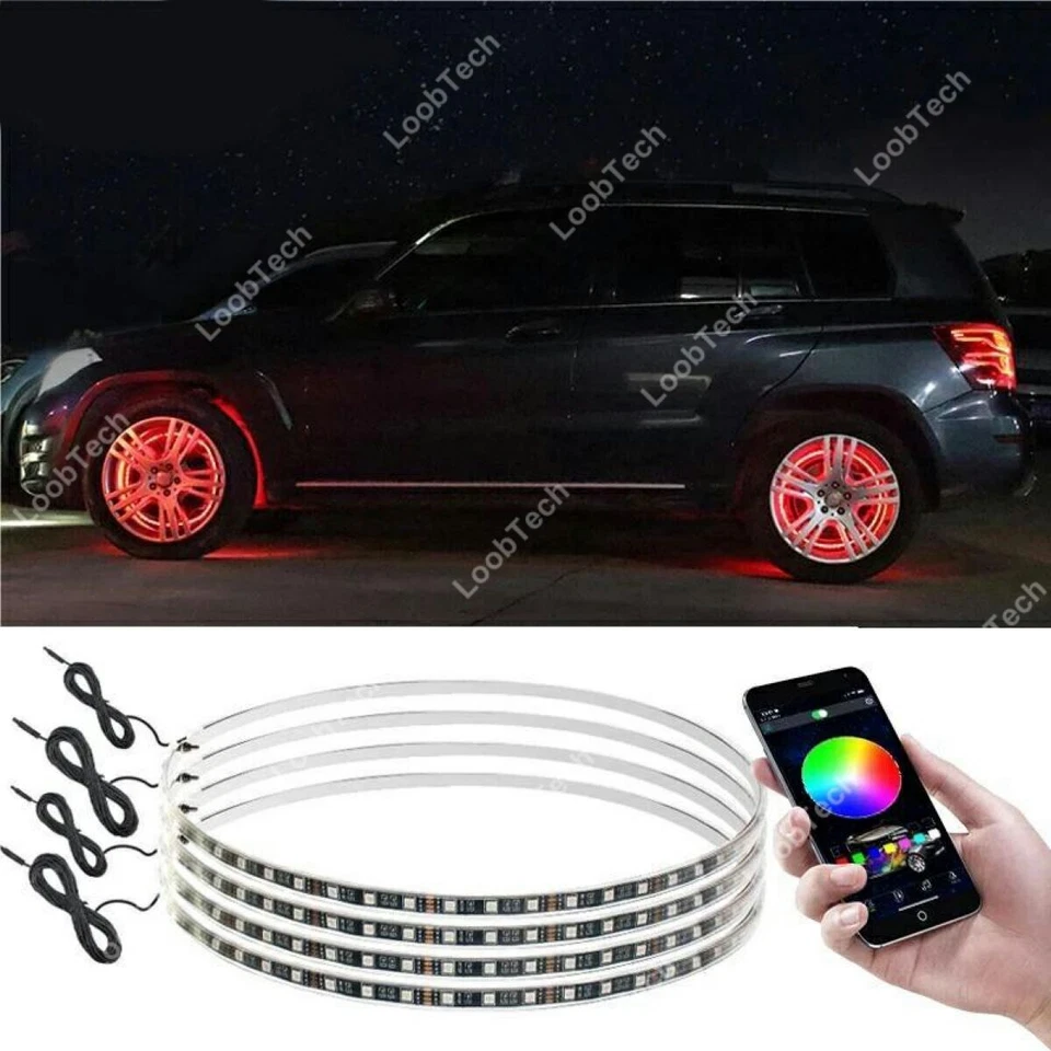 15.5" LED Wheel Ring Lights Remote Control 4Pcs RGB Dream Chasing LED Rim Lights - Image 1 of 4
