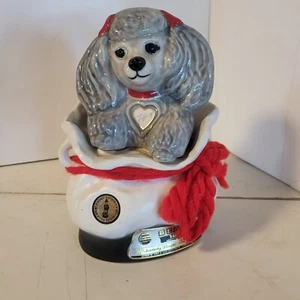 VINTAGE ADORABLE TIFFINY POODLE MASCOT DOG IN REGAL CHINA PURSE BEAM DECANTER - Picture 1 of 8