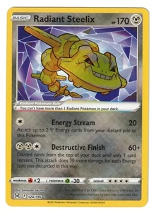 POKEMON RADIANT STEELIX 124/196 LOST ORIGIN RADIANT RARE HOLO NM METAL BROCK - Picture 1 of 2