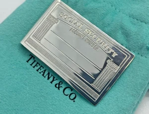 Tiffany & Co Plata Seguro Social Clip de Dinero Clip de Dinero Soporte Retiro Raro - Imagen 1 de 14