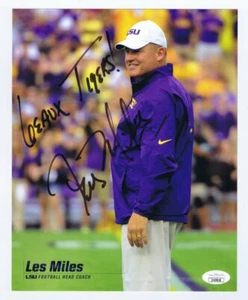 Coach Les Miles Signed 8x10 Photo JSA COA LSU Geaux Tigers Inscription - Picture 1 of 1