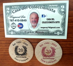 Token Set 3 RAYMOND SOTO Wooden Nickel CABO ROJO Vale PUERTO RICO Ficha Comercio - Picture 1 of 9