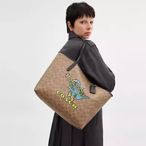 NWT Coach CW026 Cosmic Coach City Tote Bag In Signature Canvas With Rexy Print - Picture 1 of 15