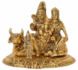 Statua Artigianato Lord Shiva Parivar Idol-Shiva Ganesha Parvati Murti pezzo da esposizione - Foto 1 di 4