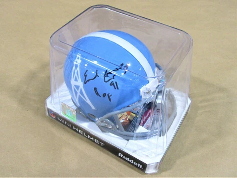 Earl Campbell Signed Autographed Blue Mini Helmet Houston Oilers HOF JSA COA Cover