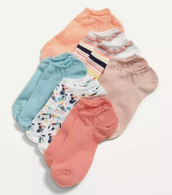 Calcetines al tobillo Old Navy para mujer ~ Paquete de 6 ~ rayas lisas tie dye ~ Nuevos con etiquetas  Foto 1 de 2