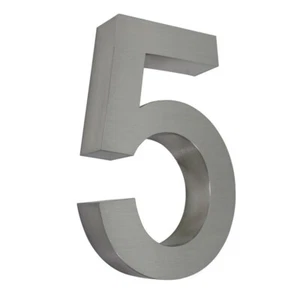 3D-Hausnummer 5 Edelstahl V2A  H25cm 1 2 3 4 5 6 7 8 9 0 a b c d e - Bild 1 von 11