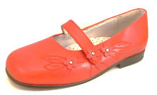 DE OSU -Spain -Girls Red Leather Dress Rhinestone Flats -European -Shoes-Sz 10.5