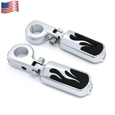 Pedales estriberas de llama de 1,25" con soporte de montaje para Harley Street/Electra Glide Foto 1 de 4