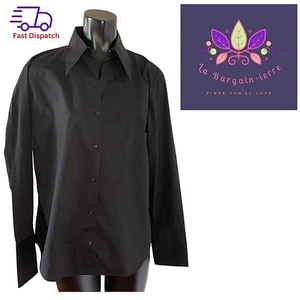 Ladies Business Shirt Blouse Collared Long Sleeve Sz 16 Charcoal Office Workwear - Picture 1 of 7