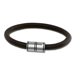 SilverDream Nappa Leather Bracelet Brown 22cm Stainless Steel Clasp LAB1122 - Picture 1 of 5