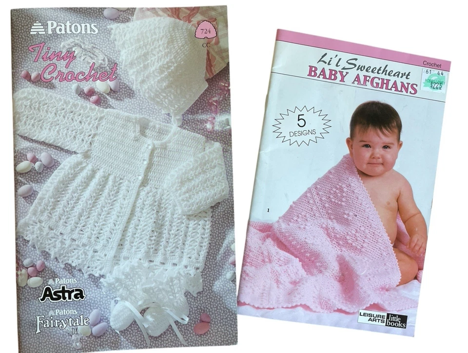 Lot of 2 Little Books Baby Afghans Outfits Crochet Patterns Patons Leisure Art - Image 1 of 4