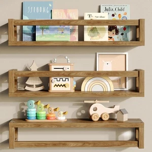 Upgraded Thick Floating Shelves - Multi-Use Wall-Mounted Bookshelves for Kids... - Picture 1 of 9