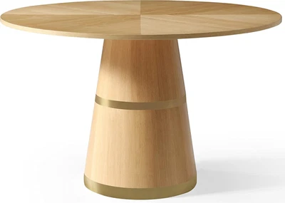 814-T Colección Hans Moderna | Mesa de comedor contemporánea redonda de madera de roble blanco, 4 Foto 1 de 4