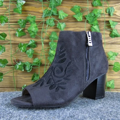 Andrew Geller Spinda Women's Gray Textile Peep Toe Booties Side Zip 5.5M - Image 1 of 4