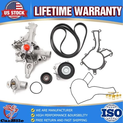 Water Pump Pulley Belt Thermostat Kit For Mercedes Benz CLK320 ML320 SLK320 C320 - Image 1 of 4