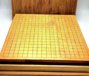 Vintage Japanese Go Board Honkaya Wood 3-Ply Itame Grain with Wooden Box #411 - Picture 1 of 10
