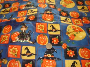 cotton fabric HALLOWEEN daisy kingdom PUMPKINS WITCH PATCH 2 pieces READ sizes - Picture 1 of 3