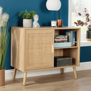 Sideboard 1 Rattan Door Front Open Shelving Cabinet Living Home Furniture Unit - Picture 1 of 9