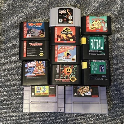Sega Genesis Lot Of 12 Disney, Tiny Toons, John Madden And Pac-Man  - Image 1 of 4