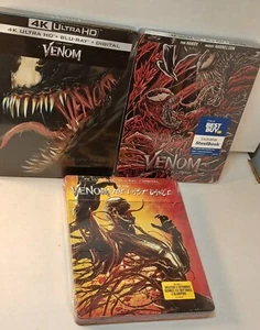 Venom 1 + 2 + 3 4K Steelbooks -NEW (Sealed)-Box Shipping with Tracking - Picture 1 of 8