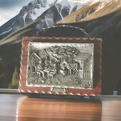 Vintage Wooden German repousse 3D raised  Rastende Suheleute Wall Art Outdoor  - Image 1 of 4