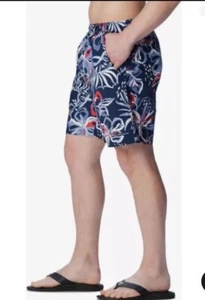 COLUMBIA Mens PFG Water Short Swim Trunks XXL Blue Print $40 NWT - Picture 1 of 7