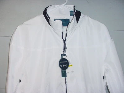 NUEVO Abrigo Chaqueta Perry Ellis Resistente al Agua Luz Cremallera Completa Blanco Para Hombre Talla Med Foto 1 de 3