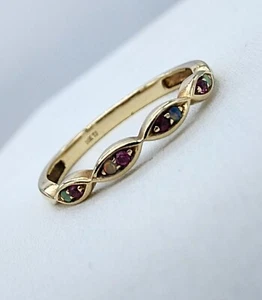 10k .417 Gold JT Opal & Pink Sapphire Eternity Band Sz 9 Ring Au 24120 - Picture 1 of 10