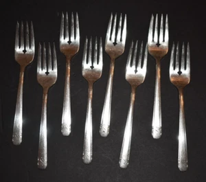 Oneida Community Tudor Plate Silverplate ELAINE 8 tenedores de postre para ensaladas circa 1926 - Imagen 1 de 3