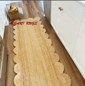 jute Runner rug latest scallop design rustic look carpet for living room - Picture 1 of 6