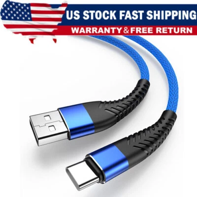 Heavy Duty Braided USB C Type-C Fast Charging Data Sync Charger Cable Long Cord - Image 1 of 4
