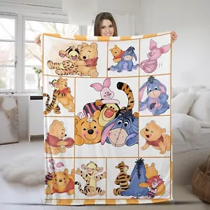 Personalized Watercolor Winnie the Pooh blanket, Pooh Bear and friends blanket, - Picture 1 of 4