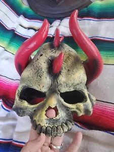 2004 DISGUISE inc Children's Kids Rubber Devil Skull Horror Mask tears shown - Picture 1 of 9