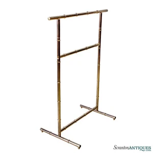 Vintage Hollywood Regency Faux Bamboo Gold Wardrobe Valet Stand - Picture 1 of 12