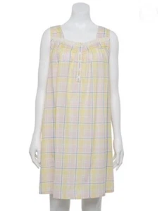 Croft & Barrow Baumwoll Nachthemd Damen 1X leicht gelb, rosa, blau kariert - Bild 1 von 1