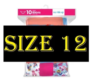 Hanes Girls' Tagless Underwear, 10 Pack Cotton Bikini Panties Size 12 - Picture 1 of 2