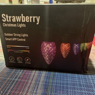 Strawberry RGB Color Changing Smart LED Christmas Lights With Remote. New In Box - Image 1 of 2