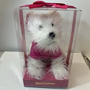 NUOVO Juicy Couture Peluche Cane Imbottito Bianco Cucciolo Rosa Felpa con Cappuccio Viva La Juicy LEGGI - Foto 1 di 8