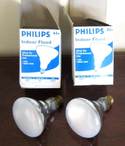 NEW Philips 65W BR30 Indoor Flood Light Bulbs 2 PK REFLECTOR LONG NECK RECESSED - Picture 1 of 6