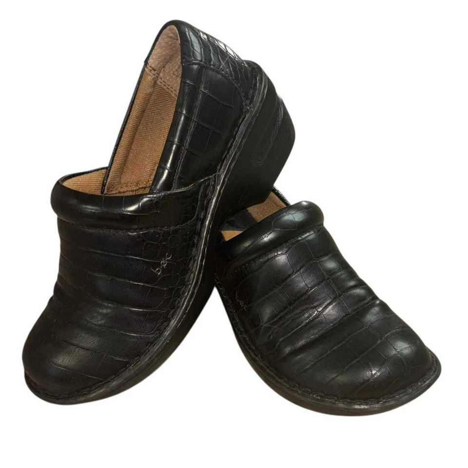 Zapatos de trabajo cómodos sin cordones negros B.O.C para mujer 7,5 enfermería punta cerrada zuecos de mula Foto 1 de 4