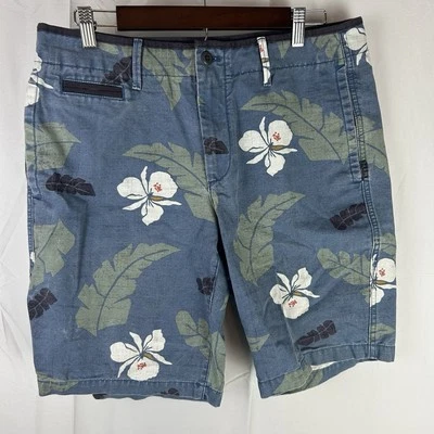 Gap Blue Palm Tropical Floral Chino Shorts Mens Size 33 Pockets Cotton 9" - Image 1 of 4