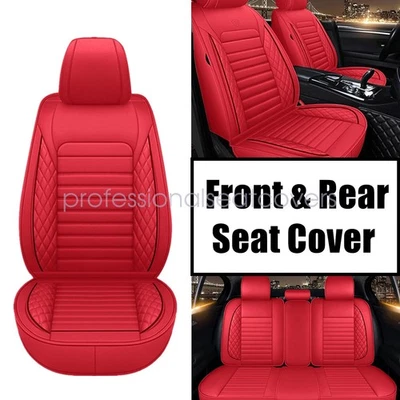 For 2008-2012 Honda Accord Car 5-Seat Cover Front Rear Leather Protector Pad Red - Image 1 of 4