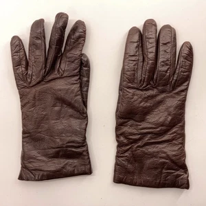 Retro Bloomingdales Made in Italy Brown Leather Cashmere Gloves Size 6 1/2 - Picture 1 of 8