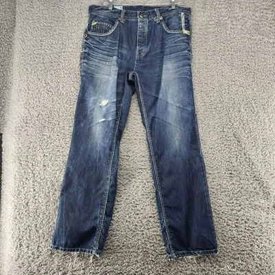 Pantalones de mezclilla Parish Nation para hombre 36x32 botones desgastados mosca Y2K holgados *Leer* Foto 1 de 4