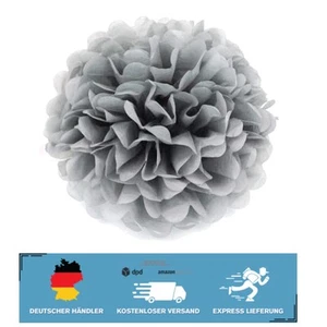 10 Graue Seidenpapier Pompons 25cm – Deko für Ihre Feier - Bild 1 von 2
