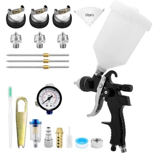 HVLP Spray Gun Kits with Air Regulator, Air Spray Paint Gun with 1.4/1.7/2mm ... - Picture 1 of 7