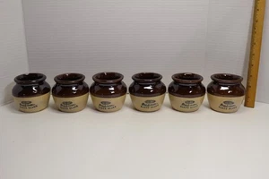6 Vtg B&M Brick Oven Baked Beans 3" Stoneware Crocks Burnham Morrill Portland ME - Picture 1 of 9